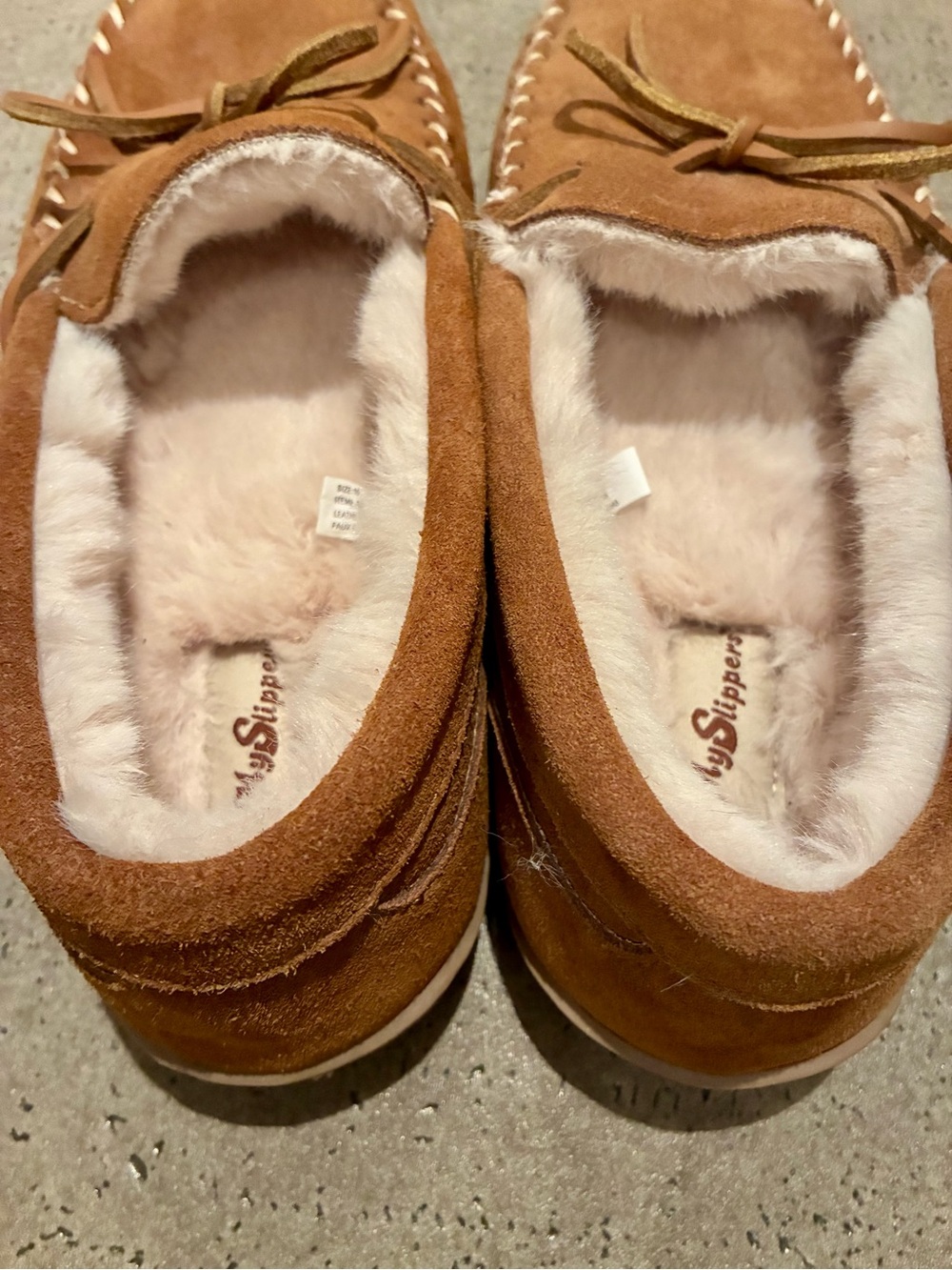 My Pillow My Slippers Men's Size 10 Brown Leather Suede Moccasin Slippers - Picture 2 of 5